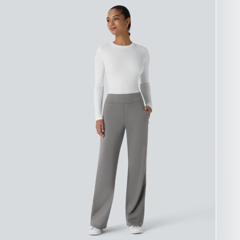 Halara Flex Mid-Rise Side Zipper Pocket Work Flare Pants